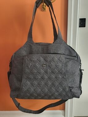 Lug Pontoon 2 Overnight Bag Quilted Gray Travel Tote Like New